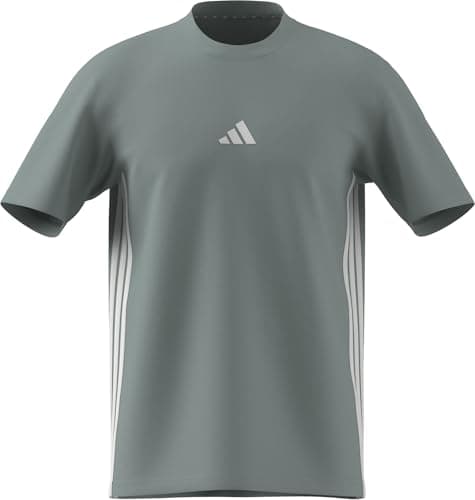 Image of adidas Men's Essential Three Stripes Single Jersey TEE, Wonder Sage/White, M