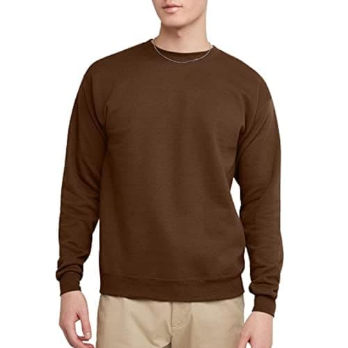 Image of Hanes Men's Ecosmart Fleece Sweatshirt, Cotton-blend Pullover, Crewneck Sweatshirt for Men, 1 Or 2 Pack Available, Army Brown - 1 Pack, M