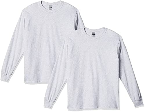 Image of Gildan Unisex's Ultra Cotton Long Sleeve T-Shirt, Style G2400, Multipack, Ash Grey (2-Pack), L (Pack of 2)