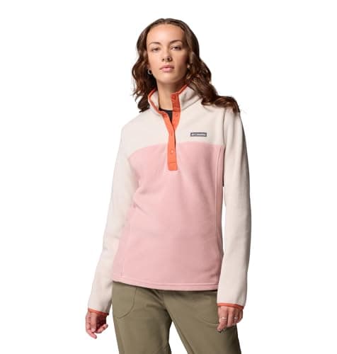 Image of Columbia Women's Benton Springs 1/2 Snap Pull Over 2, Fleece Pull Over, Eraser Pink/Dark Stone/Tuscan, L