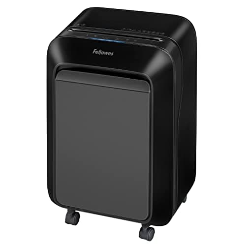 Image of Fellowes 16 Sheet Paper Shredder for Office Use - 100% Jam Proof Mini Cut Shredder - LX210 Shreds for 20 Minutes - Powershred Office Shredder with Large 23 Litre Pull-Out Bin - DIN Level P4 - Black