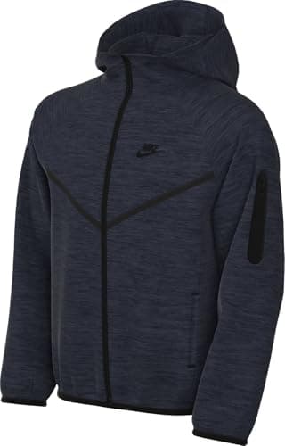 Image of Nike Sportswear Tech HV5867-473 Fleece Hooded Jacket for Older Children, Obsidian Heather/Black/Black, XS
