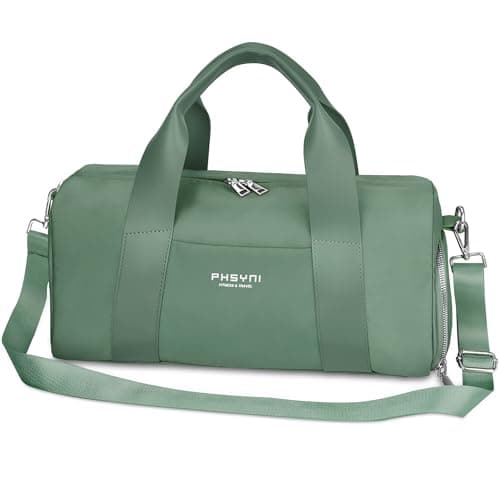 Image of Small Gym Bag for Boy Kids,Sport Duffle Bag for Women Fitness Workout, Travel, Dance, Ballet, Swim with Shoes Compartment & Waterproof Pocket,Easy Carrying Pu Leather Handle (Green,16"-Small)