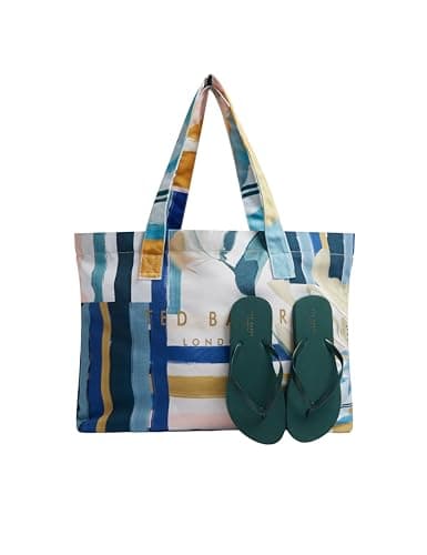 Image of Ted Baker london shelyss-printed canvas shopper and f, green