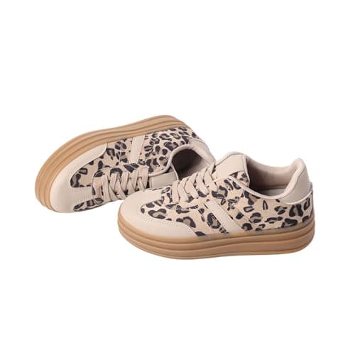 Image of Nexsus Plus Women's Sneakers Cushion Soled Breathable Faux Suede Platform (Leopard Print, UK Footwear Size System, Adult, Women, Numeric, Medium, 6)