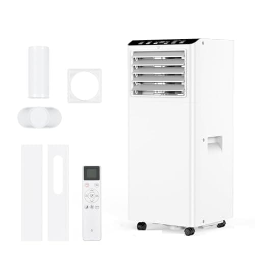 Image of 9000 BTU Portable Air Conditioner, 3-in-1 Air Conditioning Unit with Cooling, Dehumidification, 2-Speed Fan, Remote Control & Sleep Mode, Removable Washable Filter for Home Bedroom [Energy Class a]
