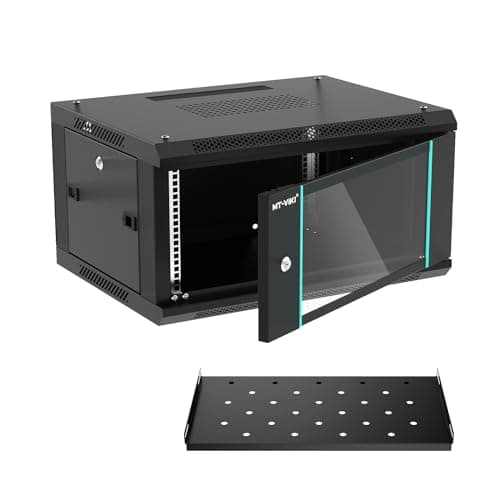 Image of MT-VIKI 6U Wall Mount Server Cabinet Network Rack Vented Enclosure, 0.8mm thick, 17.7'' Deep (450mm), for 19'' IT Equipment, Included 1pcs 10'' Depth Rack Shelf
