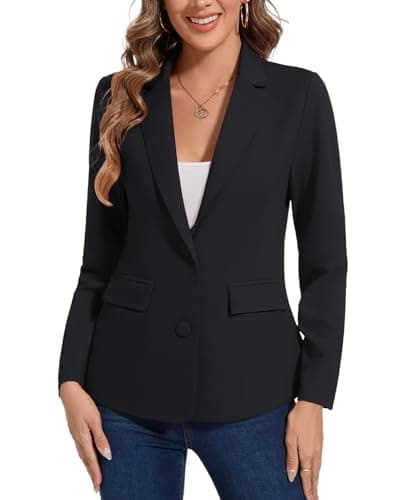 Image of MINTLIMIT Women's Casual Suits & Blazers Notched Lapel Long Sleeve Jacket Suit Work Office (Black L)