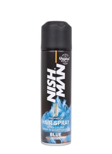 Image of NISHMAN Temporary Hair Colour Spray for Kids, Blue 150 ml | Wash Out Hair Dye for Kids | Party Fancy Dress Up Hairspray Boys, Girls (Blue)
