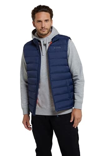 Image of Mountain Warehouse Seasons Mens Padded Gilet - Water Resistant Gilet, Body Warmer, Lightweight Jacket, Easy to Store Coat - For Spring Summer Travelling, Walking Navy M