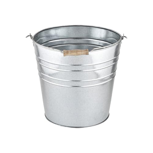 Image of Unibos |12L Metal Bucket | Galvanised | Multipurpose Strong Steel Wooden Handle | Indoor/Outdoor | Home, Garden, Bathroom and Garden Waste