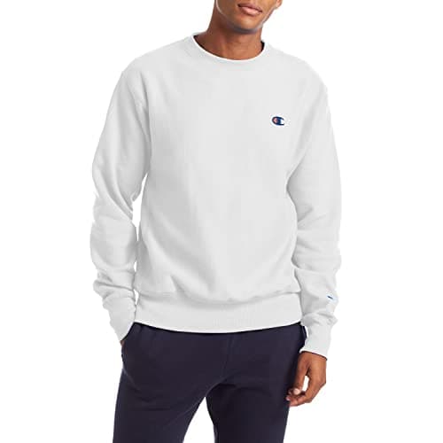Image of Champion Men's Crewneck, Reverse Weave, Heavyweight Fleece Sweatshirt, White, S