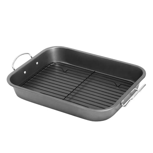 Image of 29cm Roasting Tray for Oven with Rack Aluminum Non Stick Deep Roaster with Handle Bakeware Family Sized for Vegetables & Meat (Roasting Tray with Rack)