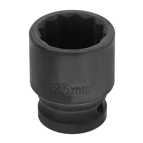 Image of sourcing map 1/2" Drive x 23mm Shallow Impact Socket 12-Point Metric CR-V Steel Spindle Nut Impact Flip Sleeve for Home Auto Nuts Bolts Repair