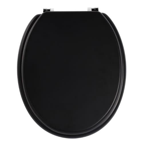 Image of Premier Housewares 1604093 Toilet Seat Black Toilet Seats Soft Close Zinc Toilet Seat Fittings Alloy Toilet Seats - Black 45 X 36 X 7 Cm
