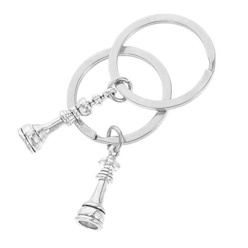 Image of DOITOOL Chess Keychain King and Queen Pieces Metal Key Ring Sturdy Charm for Men and Couples Travel Use