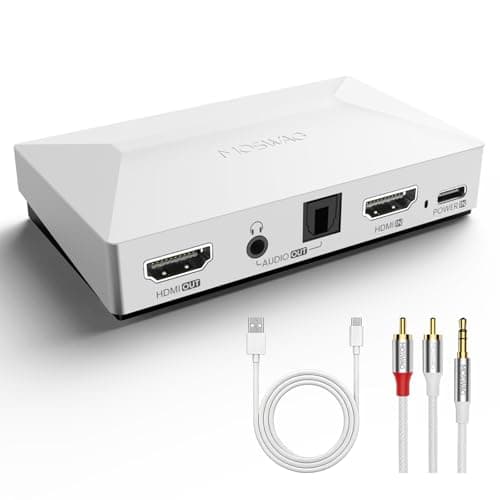 Image of MOSWAG HDMI Audio Extractor, 4K@60Hz 1080P@120Hz, D-olby HDR Digital Decoder, SPDIF 5.1CH 3.5mm RCA Audio Output, Compatible with Game Console, Home Theater, Projector, Blu-ray & TV Box