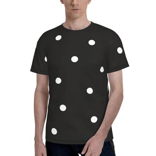 Image of Dot Black & White Men's Short Sleeve Crew Neck Pocket T-Shirt Athletic Top Men's T-Shirts Premium Tees
