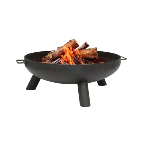 Image of Hammer & Tongs 68cm Iron Fire Pit - Medium Outdoor Round Garden Fire Bowl Brazier Garden Patio Heater Stove for Wood Logs, Charcoal Burning, BBQ, Camping Firepit