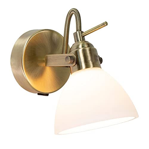 Image of Happy Homewares Contemporary and Chic Antique Brass Wall Spot Light with White Glass Shade | G9 33w Maximum | Rocker Switch