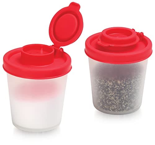 Image of Salt and Pepper Pots – Salt and Pepper Shakers in a Range of Sizes – Non-Toxic Salt and Pepper Set for Home, Camping, Picnics, Lunch Boxes – Transparent Salt Pepper Set - Medium, 2 Pack