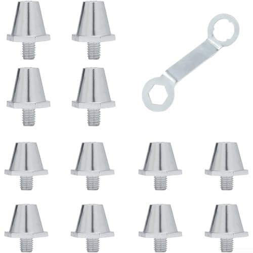 Image of Aluminum Soccer Cleat Studs Set With Wrench, 12pcs Anti-slip Screw-type Spikes In 11mm And 13mm Sizes For Custom Traction, Gold(Gold)