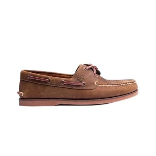 Image of Timberland Classic Boat 2-Eye Mens Wide Full Grain Boat Shoes Medium Brown