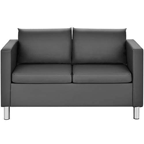 Image of COSTWAY 1/2/3-Seater Sofa, PU Leather Upholstered Sofa Settee with Pillow and Armrest, Modern Single/Double/Triple Sectional Couch Lounge Seat Chair for Living Room Office