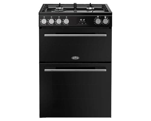 Image of Belling 60cm wide Double Oven Dual Fuel BEL FSA VISION 60DF Cooker - Black/Silver Steel - A Rated