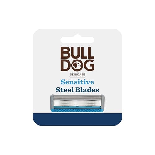 Image of Bulldog Skincare Sensitive Men's Razor Refills, With 5 Tempered Steel Blades on Each of the Four Refill Blades, Works With All Bulldog Reusable Razor Handles, 4 Pack
