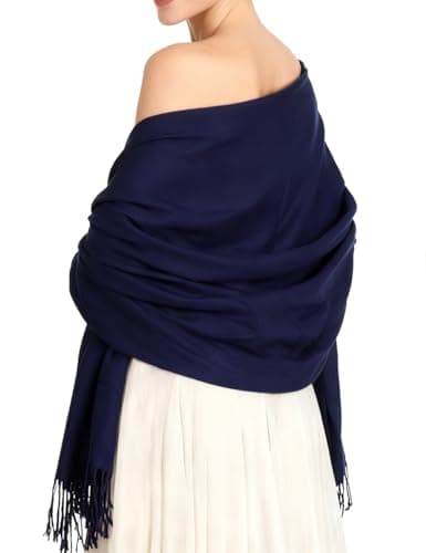 Image of EASE LEAP Elegant Solid Color Pashmina Shawls and Wraps for Women Wedding ladies Large Soft Winter Warmth scarves(Navy Blue)
