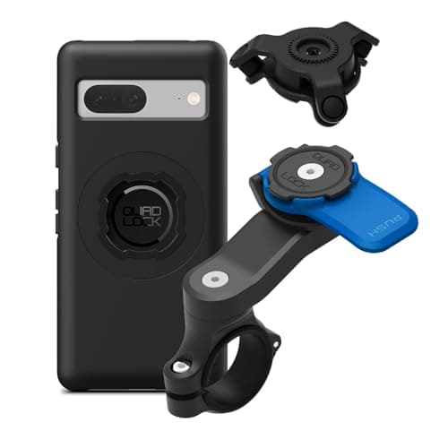 Image of Quad Lock Motorcycle Handlebar Phone Mount Kit with Vibration Dampener and Pixel 7 MAG Case