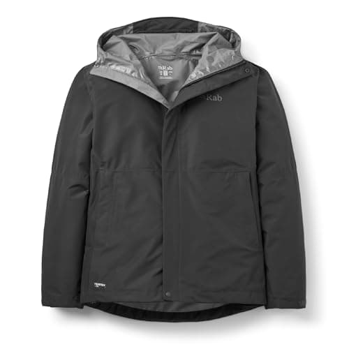 Image of Rab Men’s Downpour Jacket - Lightweight Waterproof Hooded Coat for Hiking & Trekking - Black - Medium
