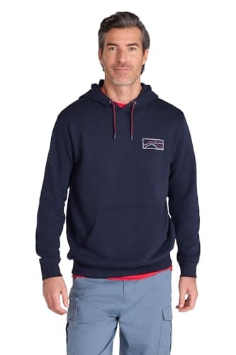 Image of Mountain Warehouse 3 Peaks Mountain Mens Hoodie - Cotton-Polyester Blend Sweathsirt with Drawcord & Kangaroo Pocket - Best for Spring Summer, Holiday & Outdoors Dark Blue L