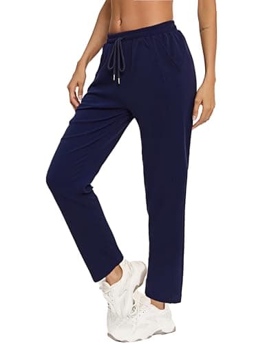 Image of Aseniza Joggers for Women Casual Sweatpants Ladies Tracksuit Bottoms Gym Sweat Pants Jogging Lounge Trousers with Pockets Navy L