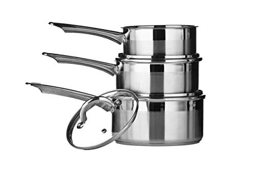 Image of Premier Housewares 408106 Stainless Steel Saucepan Set, Two Tone Induction Cookware Set - 3 piece Silver