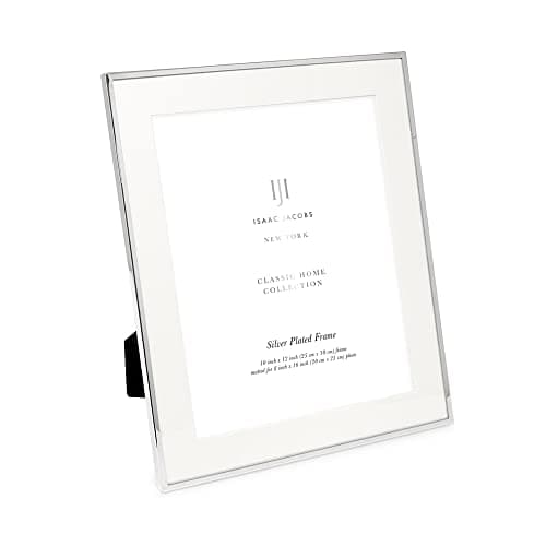 Image of Isaac Jacobs 10x12 (Matted 8x10) Silver Metal Picture Frame, Classic Metal Photo Frame Made For Tabletop & Hanging Display, Photo Gallery and Wall Art (10x12 (Matted 8x10), Silver)