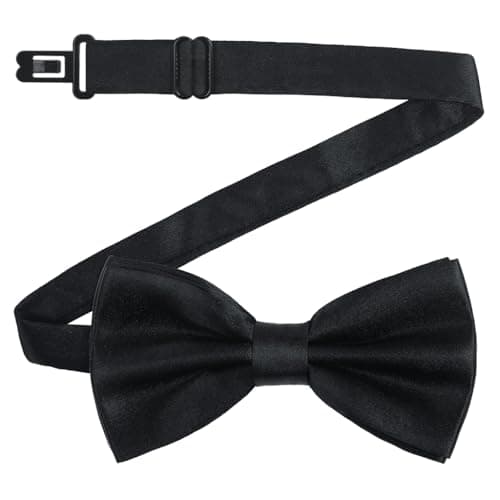 Image of XYGK Men's Bow Tie, Pre-Tied Bow Tie with Adjustable Strap, Black Double-Layer Bowtie for Men, Women, Teenagers, Kids, Pets-Classic Formal Neck Bowtie for Banquet, Wedding, Party