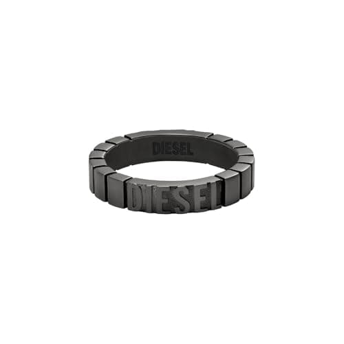 Image of Diesel Men's Stainless Steel Band Rings, 8, Graphite