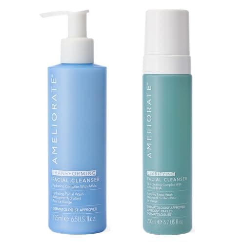 Image of AMELIORATE Double Cleanse Duo | Includes Transforming & Clarifying Facial Cleanser | Purifies, Clears Pores & Reduces Blemishes | Dermatologically Approved & Made in the UK
