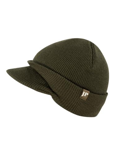 Image of JACK PYKE Jeep Peaked Beanie Hat – 100% Acrylic, Warm Beanie Hat with Peak, Winter Cap for Men & Women, Foldable & Stretchable, Ideal for Hiking, Fishing & Country Sports - Dark Olive