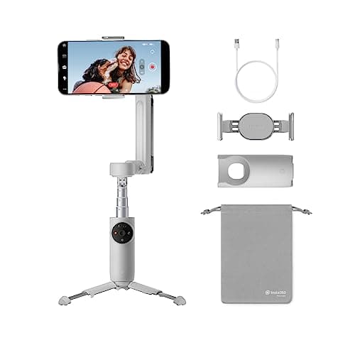 Image of Insta360 Flow - AI-Powered Smartphone Stabilizer, Auto Tracking Phone Gimbal, 3-Axis Stabilization, Built-In Selfie Stick & Tripod, Portable & Foldable, YouTube TikTok Video, Stone Gray