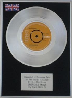 Image of UK Music Awards ELVIS PRESLEY - 7" Platinum Disc - SUSPICIOUS MINDS