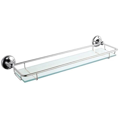 Image of Milano Elizabeth Wall Mounted Bathroom Glass Shelf Chrome Frame