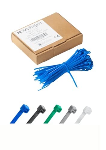 Image of 100pcs in Tidy Box, 100x2.5mm Small Cable Ties Blue, Premium Industrial Multi-Purpose Plastic Small Zip Tie Wraps, Indoor and Outdoor Use, Cable Management, Wires, Office, Garden, Garage, Workshop