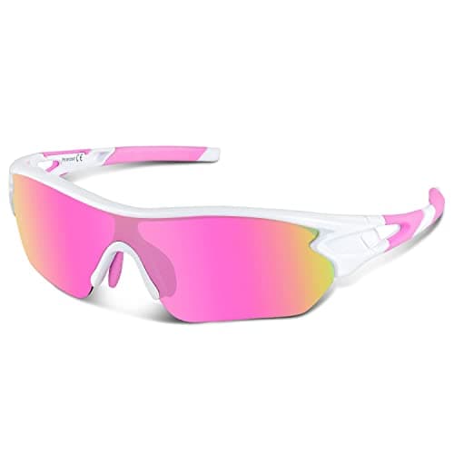 Image of BEACOOL Polarized Sports Sunglasses for Men Women Youth TAC Glasses UV400 Protection Cycling Running Driving Fishing Golf Motorcycle Baseball,White Pink