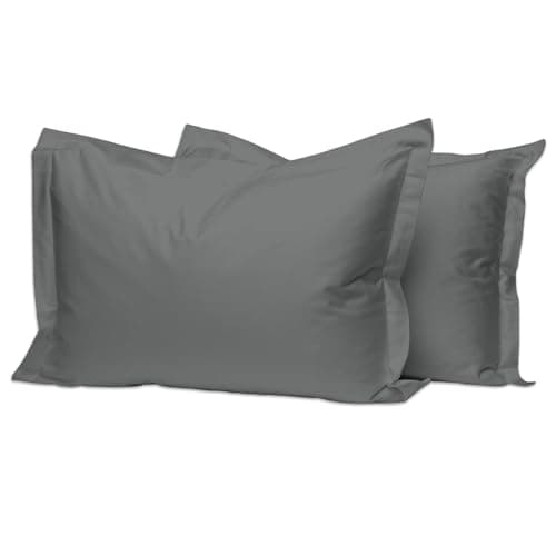 Image of Pizuna 100% Cotton Standard Pillowcases 2 Pack Dark Grey 50x75cm, 400 Thread Count Long Staple Combed Cotton Soft Pillow Cover, Sateen Weave Oxford Pillow Cases (Cooling Pillowcase 2PC)