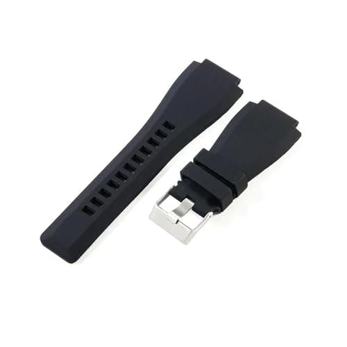 Image of MMXWYKO Compatible With Bell Ross BR01 BR03 Black Square Watch Aviation Series Convex Interface Waterproof Silicone Strap 24mm(Black-ST-K3,22mm)