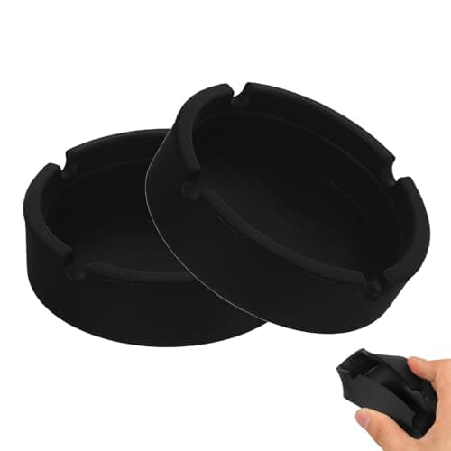 Image of 2 PCS Silicone Ashtrays, Ashtrays for Outside, Ash Trays Indoors, Ashtrays for Inside, for Home Office Restaurant or Outdoor(Black)