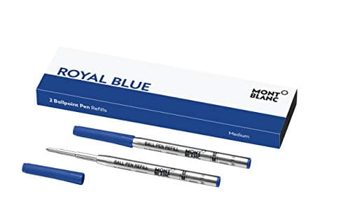Image of Montblanc Ballpoint Pen Refills (M) Royal Blue 124493 – Refill Ink with a Medium Tip for Montblanc Biros – 2 x Blue Ballpen Refills